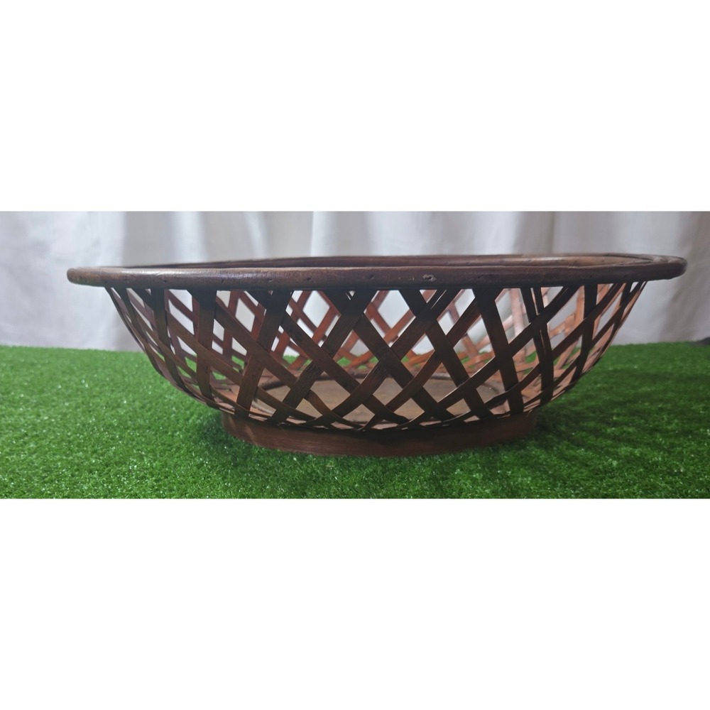 Lattice Wicker Open Weave Storage, Decor Basket Solid Bottom Brown Large
